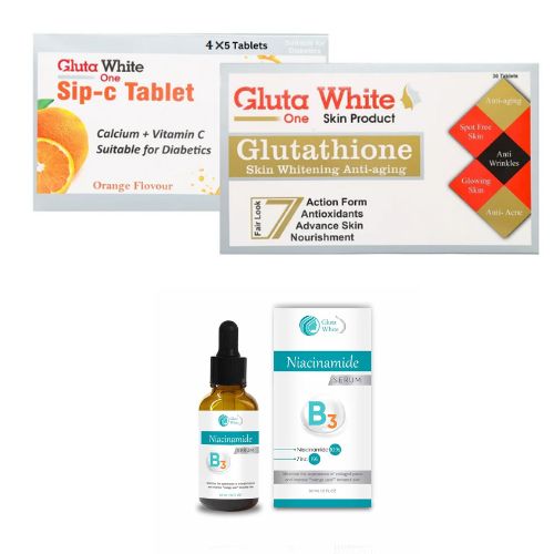 Gluta White Supplement with Gluta White Niacinamide Serum